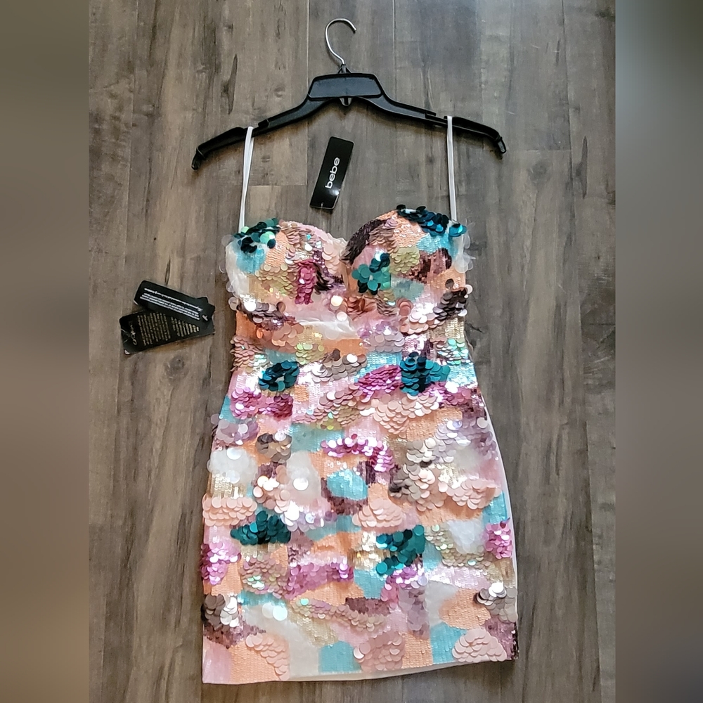 Bebe Deep V Embellished Dress